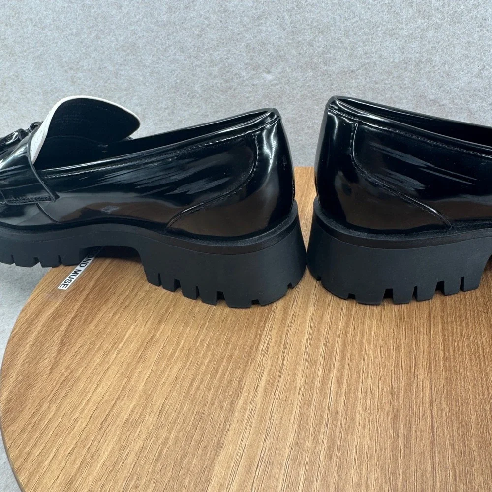 Nine West Garry Platform Loafers 7.5 Black White Tassel Lug Sole Academia Preppy - Picture 7 of 10